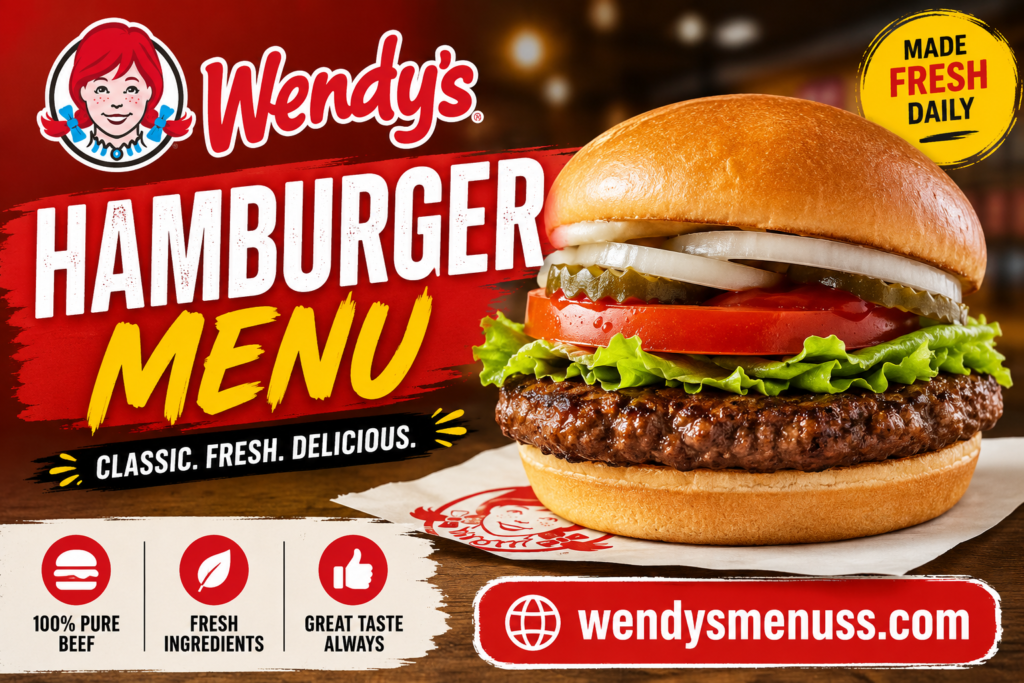Wendy’s Hamburger Menu with Prices 2026